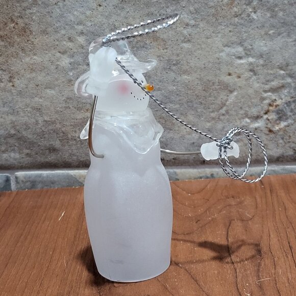 Vintage Christmas Around The World Wild Snowman with Lasso Frosted Glass - Picture 13 of 13